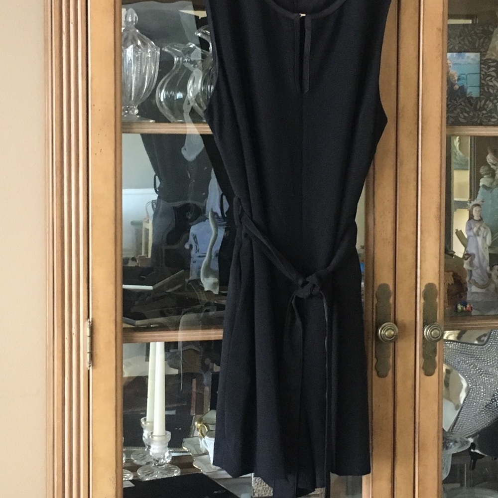 Black Sleeveless Romper With Tie Waist